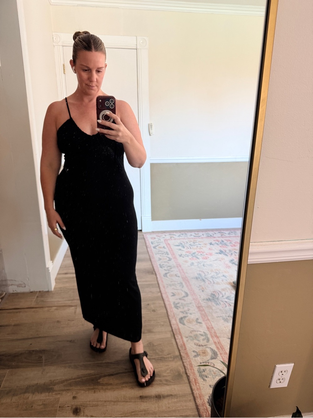 Minimalist Black Spaghetti-Strap Maxi Dress